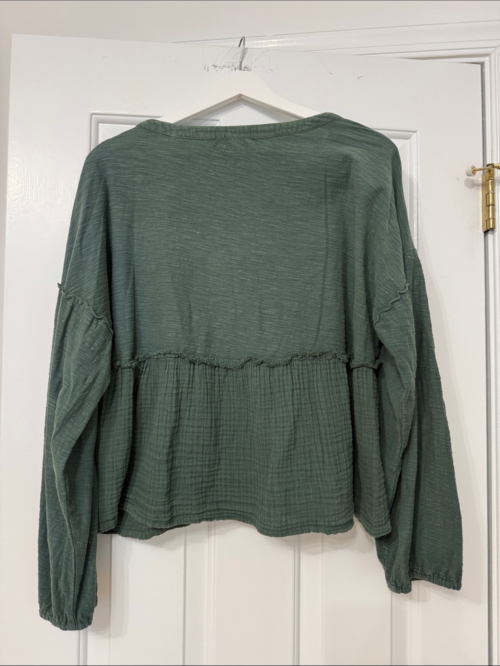 Lucky Brand Green Cotton Button-Up Peplum Blouse - Picture 2 of 4